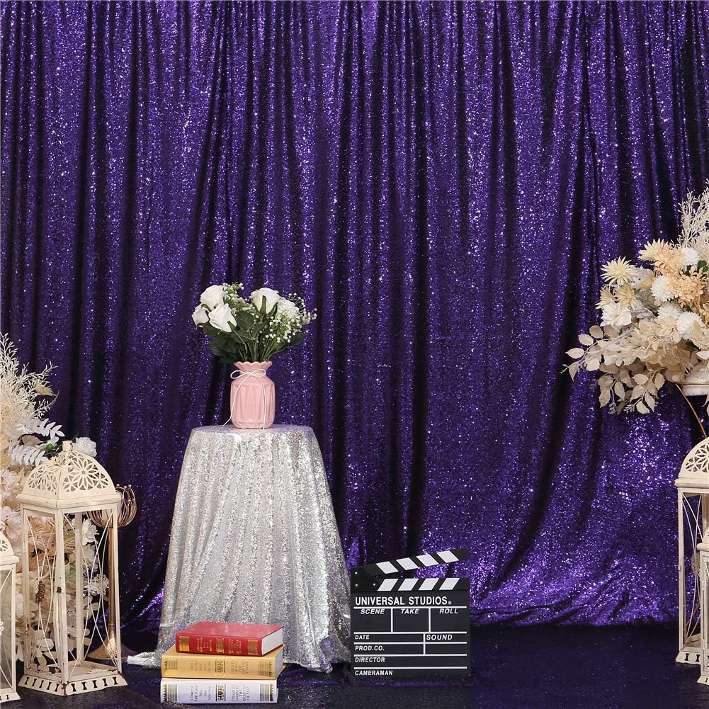 Eternal Beauty Purple Sequin Backdrop, 10x10 Ft Halloween Glitter Background Curtains for Shimmer Photography Party Wedding Birthday Back Drop Decor