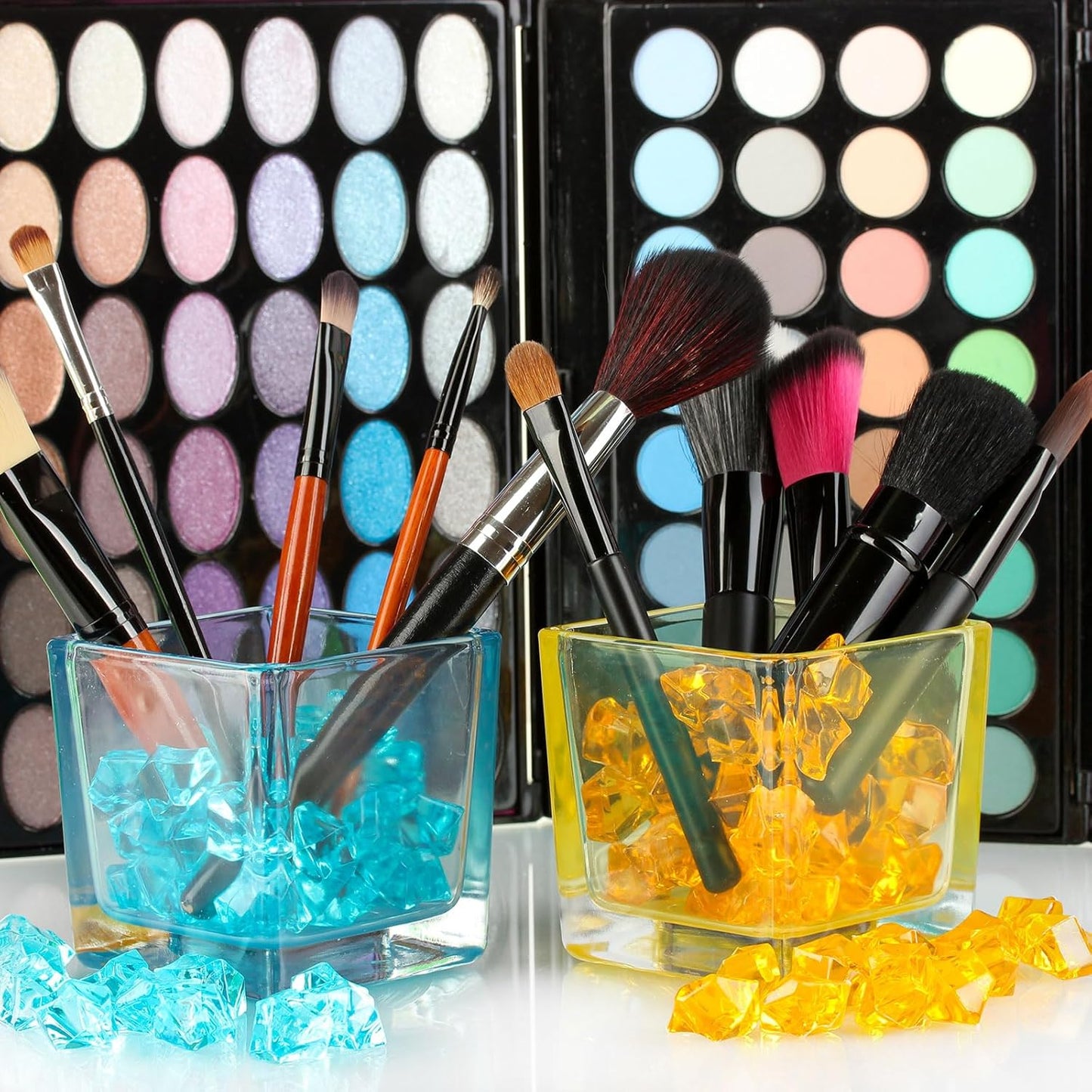 uxcell 1000pcs Fake Ice Rocks, Dazzling Clear Resin Crushed Ice Sparkling Fake Diamonds Gem Stones for Vases Fillers Table Scatter, Theme Party Favors, Light Blue