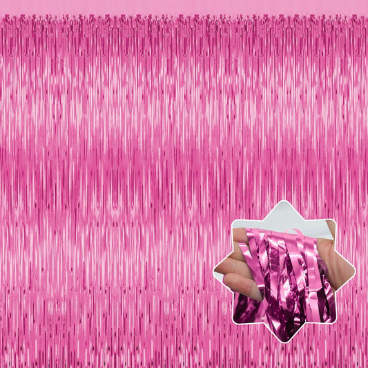 5 Pack Party Backdrop Decorations Pink Tinsel Curtain Party Backdrop Foil Fringe Birthday Decorations Photo Booth Streamer Pink Backdrop Theme Bachelorette Graduation Decorations