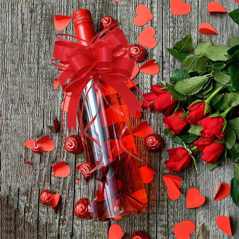 Pull Bows for Gift Wrapping – 15-Pack Red Gift bows, Waterproof DIY Bow for Christmas, Weddings, Holidays, Baby Showers, Party Decor(6 Inches)