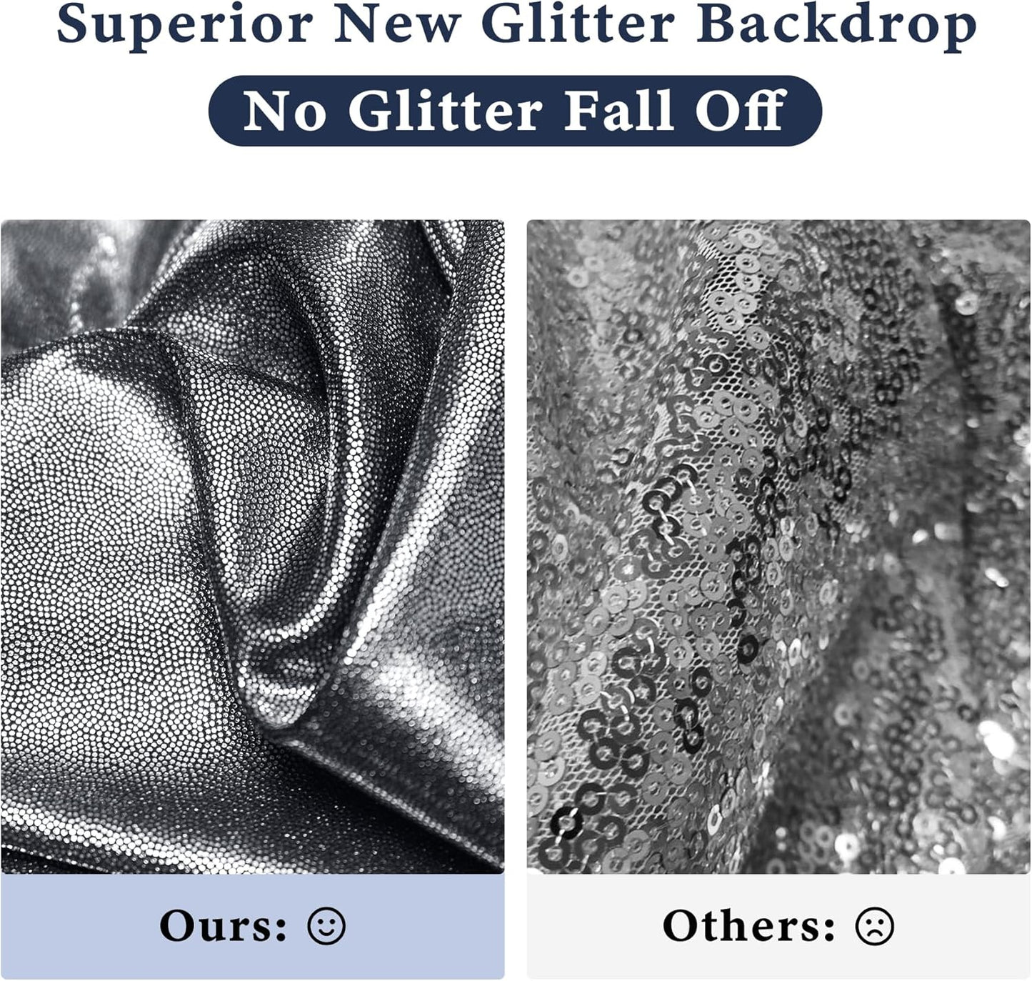 Outpain Thick 10 ft x 10 ft Black Silver Sequin Backdrop Curtain for Parties, Wrinkle Free Glitter Photo Backdrop Drapes 2 Panels 5x10ft Black Silver Back Drop Cloth for Wedding Photography Background