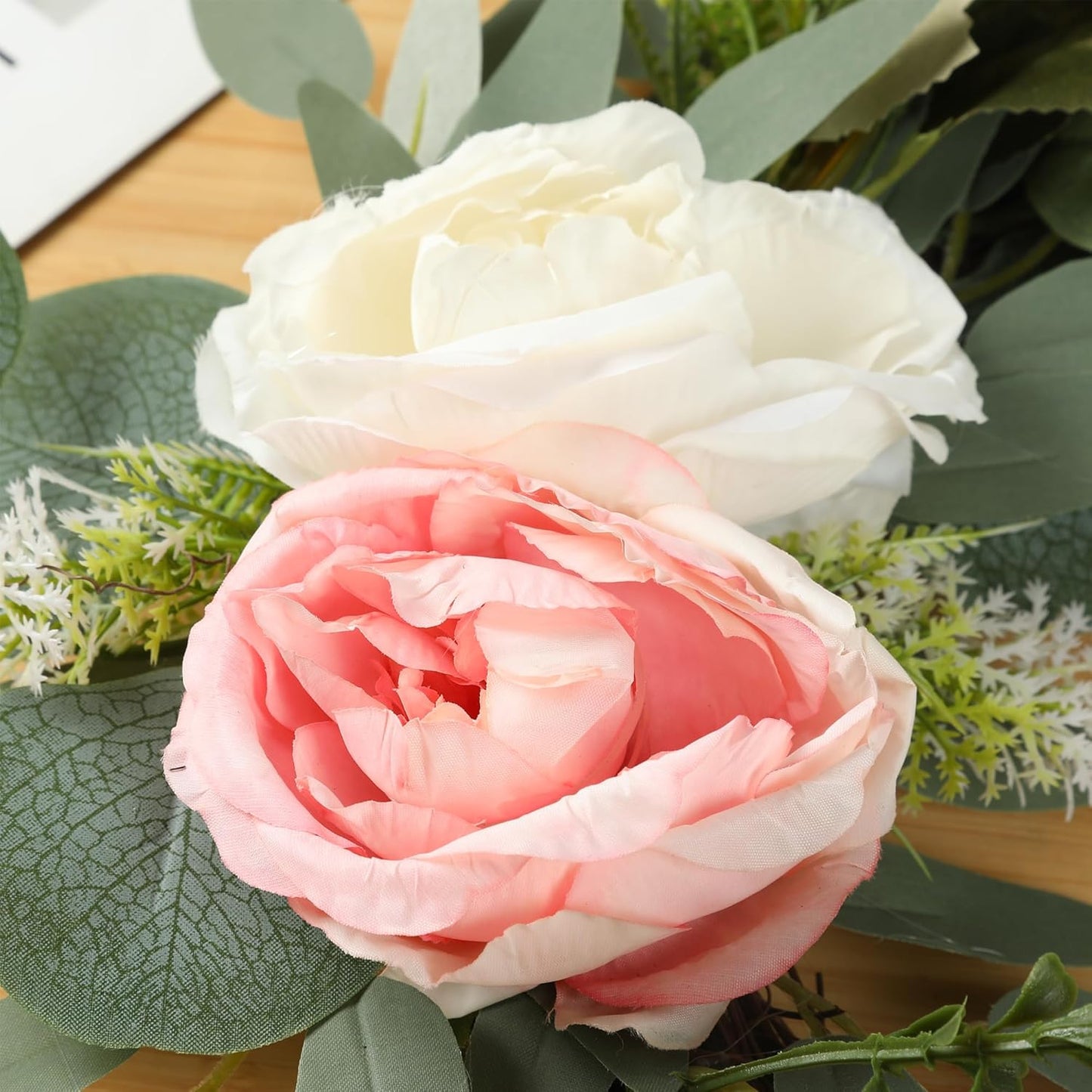 H&W 2pcs Artificial Wedding Arch Flowers for Wedding Sign, Floral Swag Dusty Decor for Reception Ceremony Backdrop Sweetheart Table (Mixed Color Peony)