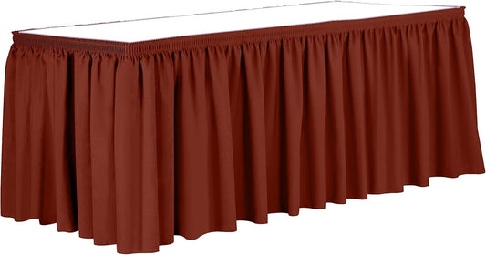 Ultimate Textile Pleat Polyester Fabric Table Skirt - Machine Washable Flame Resistant with Clips for Events, Weddings & Trade Shows, Cut & Sewn in Paterson, NJ - Burnt Orange, 21' Shirred Pleat