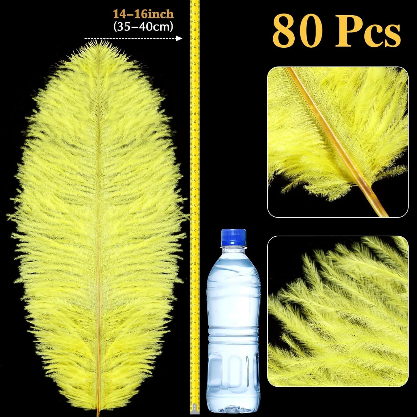 80 Pcs Large Natural Ostrich Feathers Plumes 14-16 Inch Bulk for DIY Crafts Wedding Party Centerpiece Vase