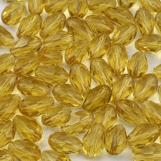 150pcs 4x6mm Teardrop Crystal Glass Beads for Jewelry Making, Faceted Vertical Hole Teardrop Glass Spacer Beads for Wind Chimes Bracelet Earring Necklace DIY Craft(Light Yellow)