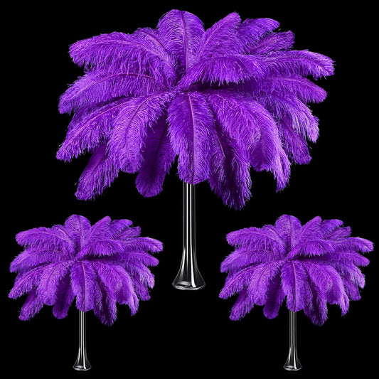 Maitys 90 Pcs Large Natural Ostrich Feathers Bulk 14-16 Inch (35-40cm) 12-14 Inch (30-35cm) 10-12 Inch (25-30cm) Ostrich Feathers Plumes for Centerpieces Wedding(Purple)