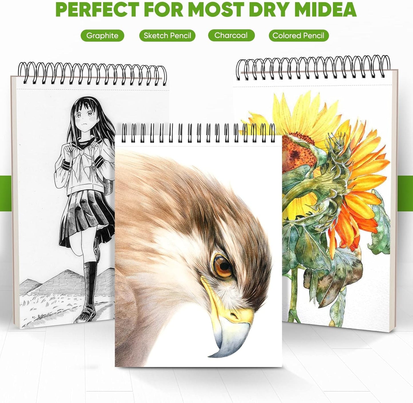 Soucolor 9" x 12" Sketch Book, Christmas Gifts for Women, Birthday Gifts for Women, Thank You Gifts, Stocking Stuffers, 2 Packs 100-Sheets Each (68lb/100gsm) Drawing Pad for Teens Girls