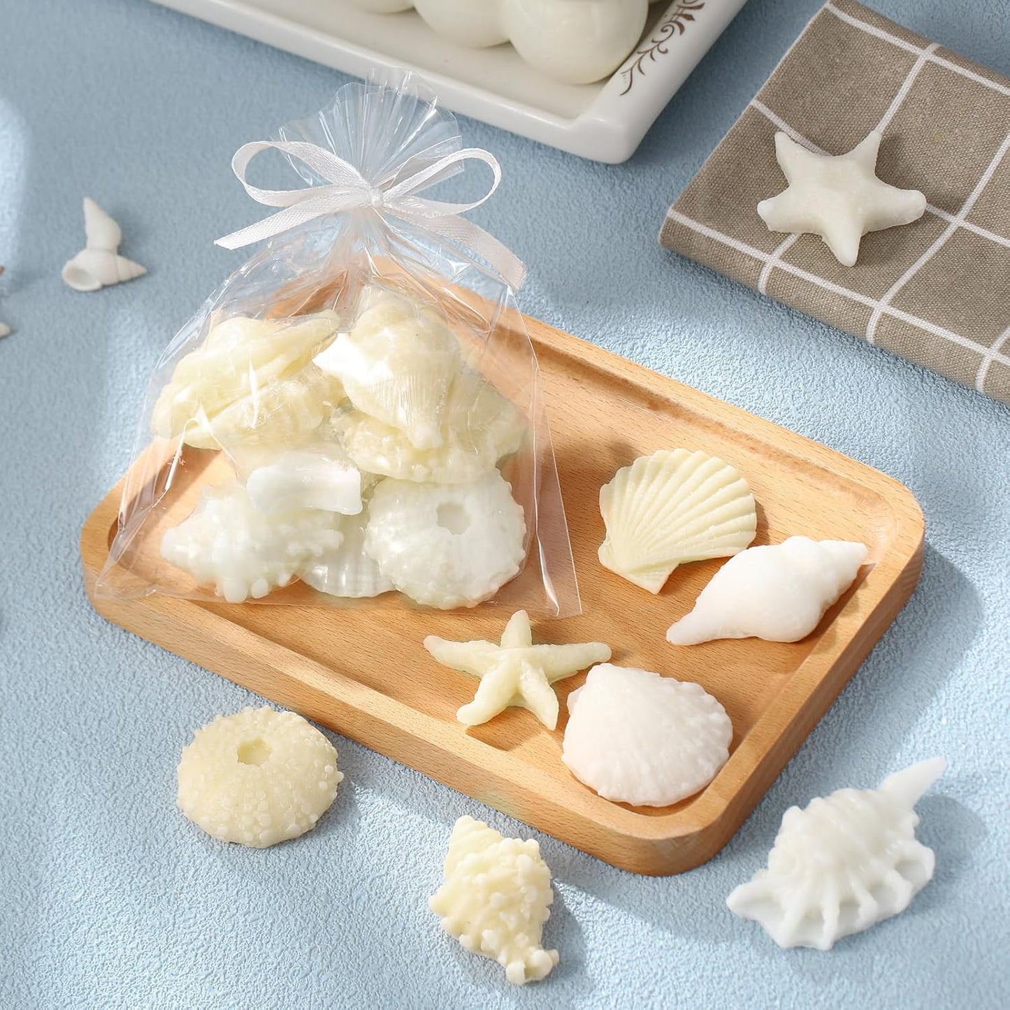 200g Sea Glass Soap Decor White Seashell Decorative Soaps for Bathroom Home Decor Beach Wedding Nautical Wedding Party Favors Beach Bridal Shower Favors