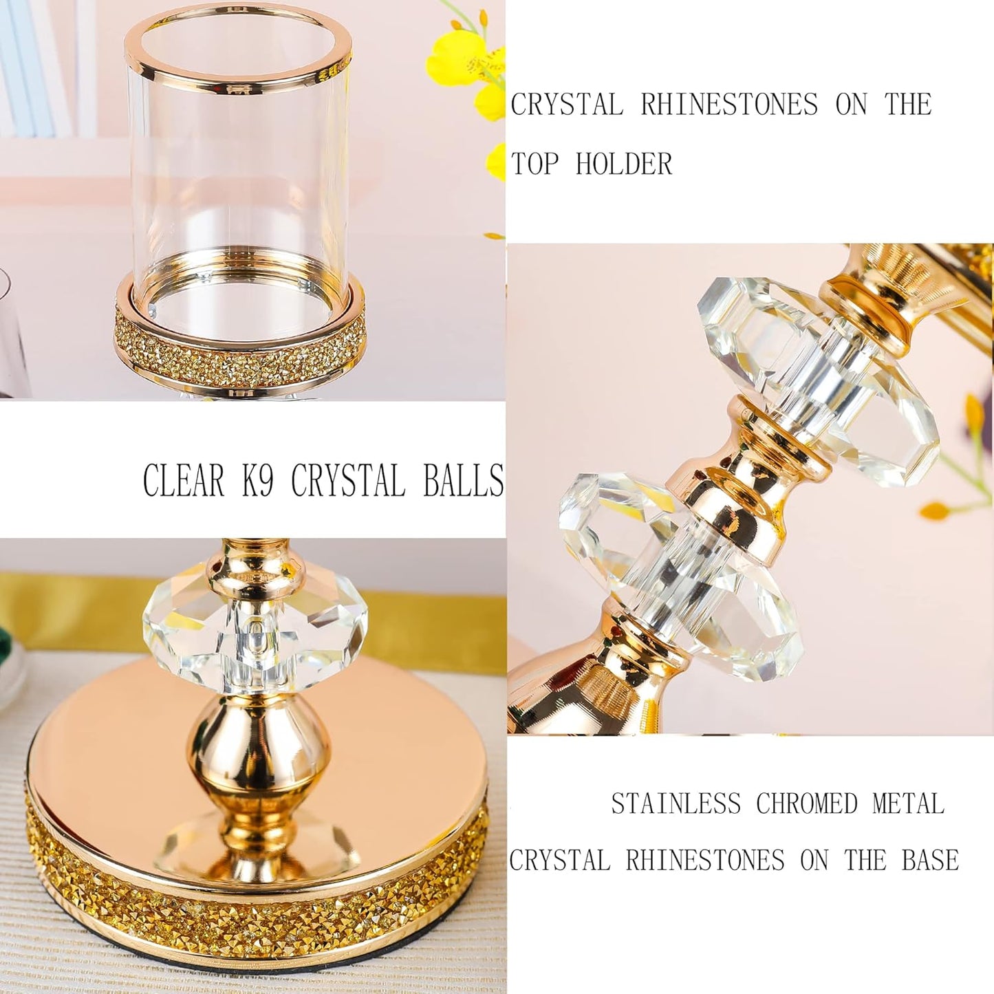 Candle Holder, Pillar Candle Holders, Crystal Candlesticks Holder for Wedding, Parties, Events, Chirstmas,Home Decor, Table Centerpieces CH028D (M)