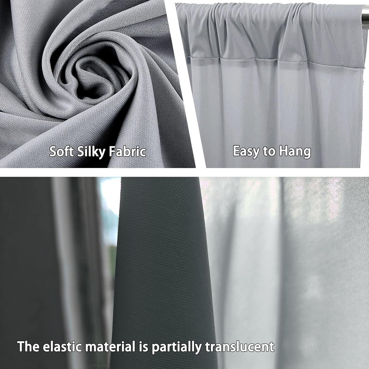 10 x 10 Feet Grey Backdrop Curtain for Partie, Background Curtains for Photoshoot, Birthday, Wedding, Halloween, Thanksgiving, Christmas Day, New Year Party Decorations 5Ft x 10Ft, 2 Panels