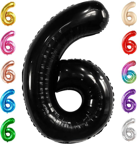 KatchOn, Giant Black Number 6 Balloon - 40 Inch | 6th Birthday Balloon for 6th Birthday Decorations | 6 balloons for Birthday | Six Number | 6 Year Old balloon for 6 Year Decorations