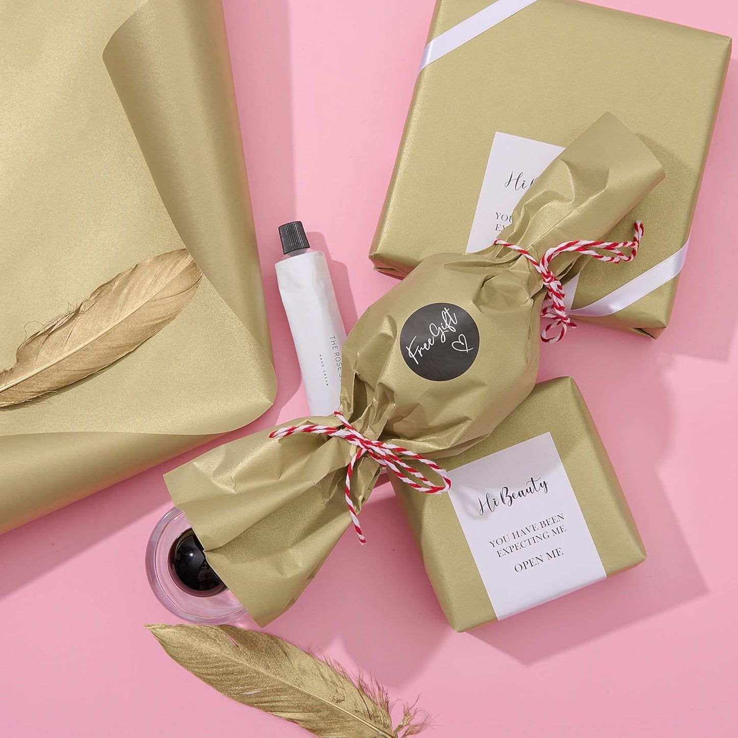 Matte Wrapping Paper Roll - Solid Color Pearly 17.3Inches X 39.4Feet Beige Gold Shimmer Gift Wrapping Paper Roll Elegant Lustre Paper for Wedding,Valentine's Day,Birthday, Christmas PAP11BG