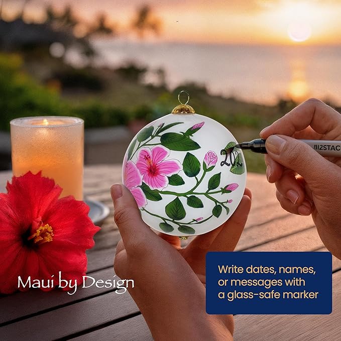 Collectible Hawaiian Hibiscus and Plumeria Christmas Ornament Kauai PH/K