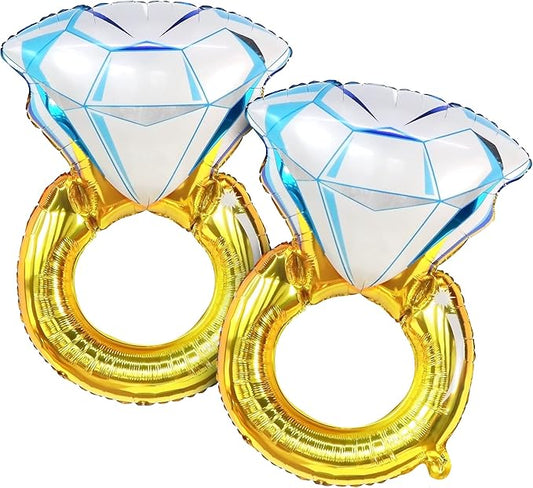 KatchOn, Huge Diamond Ring Balloons - 26 Inch, 2 Pieces | Wedding Ring Balloon for Bridal Shower Decorations | Bachelorette Party Decorations | Diamond Balloons for Engagement Party decorations