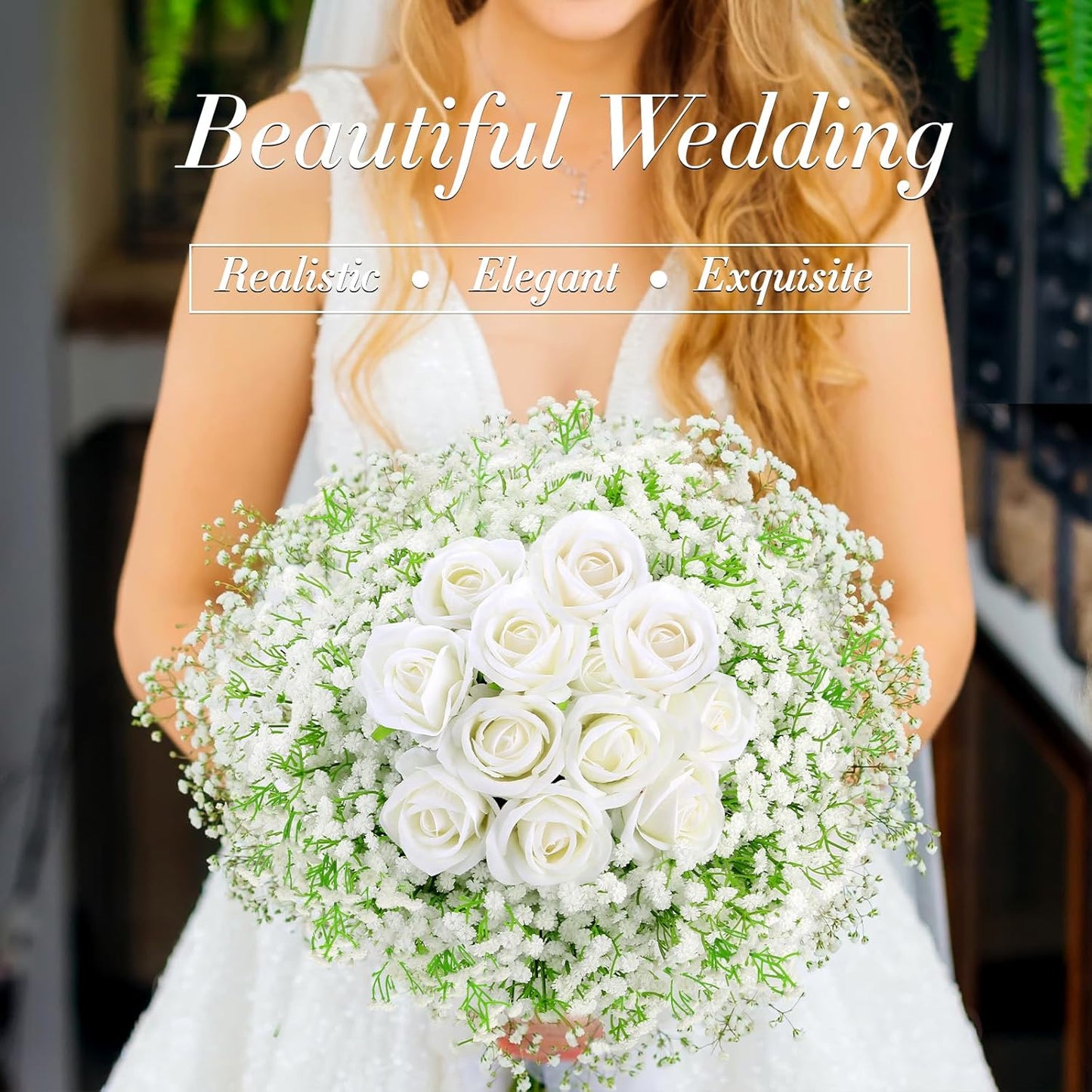 Babys Breath Artificial Flowers, Real Touch Babys Breath Flowers Artificial Bulk for Wedding Decor, White Fake Flowers for Party Home Garden Decor (48, White)