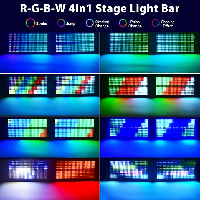 Led Wall Washer Light,200W Stage Lighting Bar Dj Light Bar Party Lights DJ Disco Lights Professional DMX Control Auto Play Sound Activated Strobe Lighting for Parties Church Wedding Club-8PC