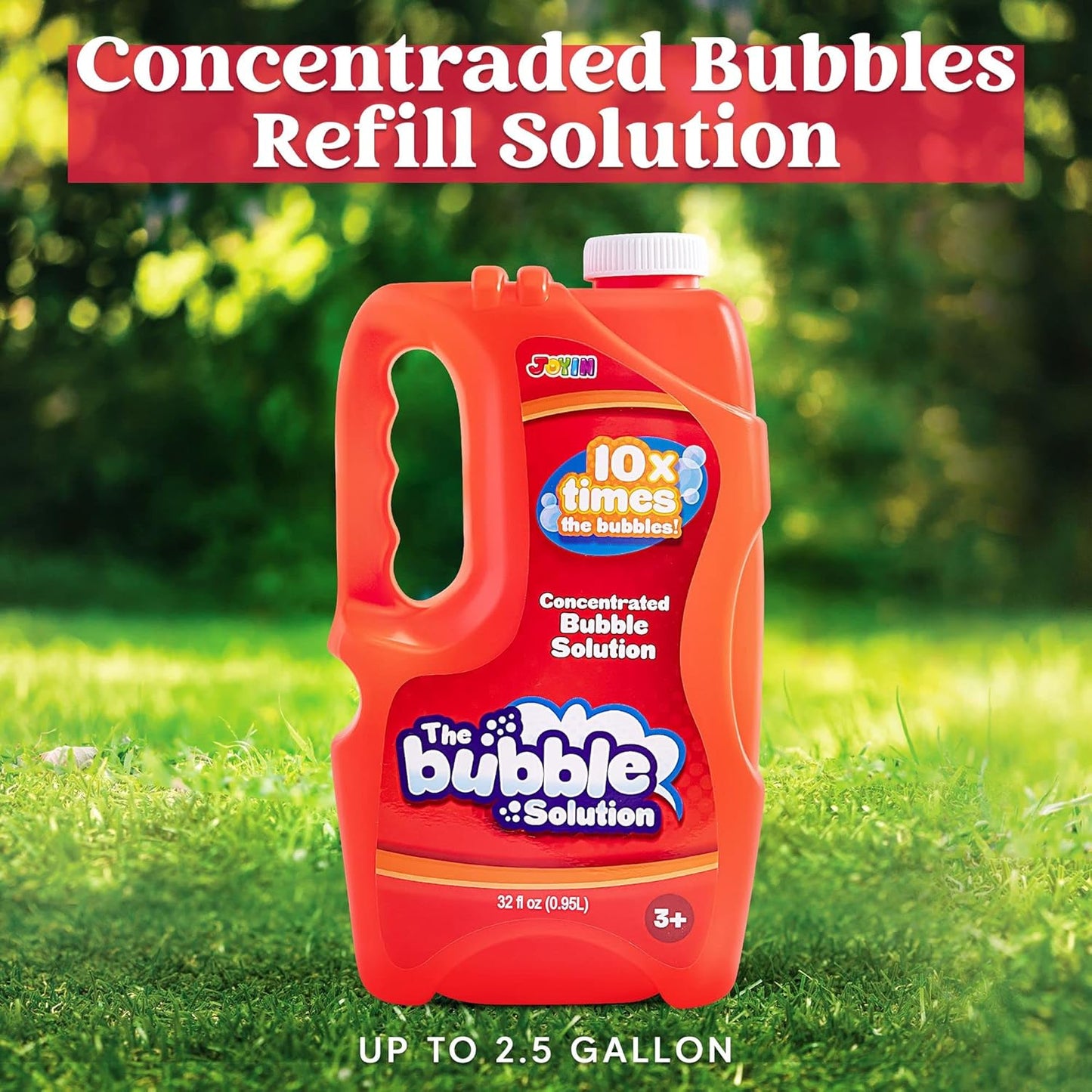 JOYIN 32 oz Bubble Solution Refills (Close to 1L/ 2.5 Gallon), Concentrated Solution for Bubble Machine, Wands, Blower, Easter (Red)