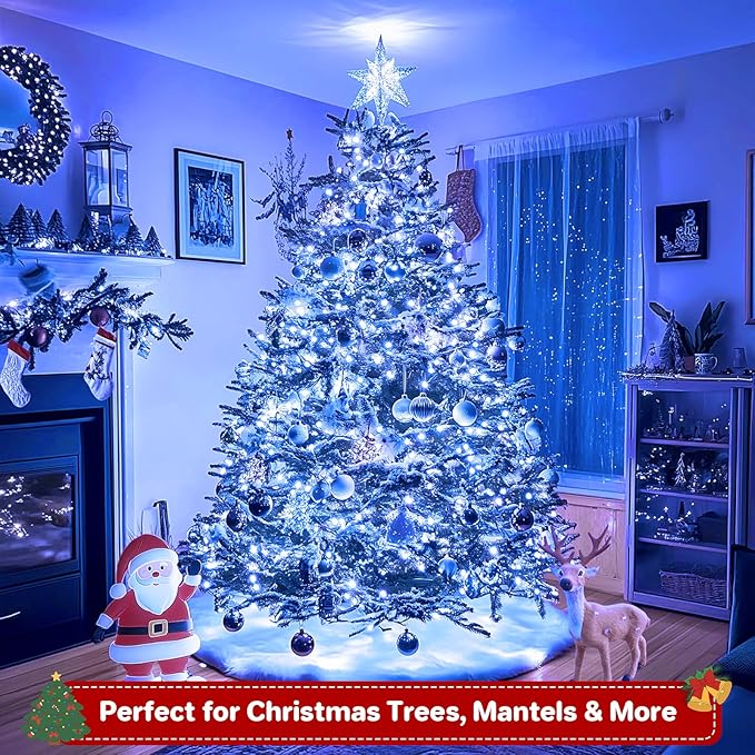 Extra Long 264Ft 800 LED Christmas Lights with Timer, Green Wire Fairy Starry String Lights Plug in, 8 Modes and Memory, forIndoor Outdoor Xmas Tree Wedding Party Decoration,Blue