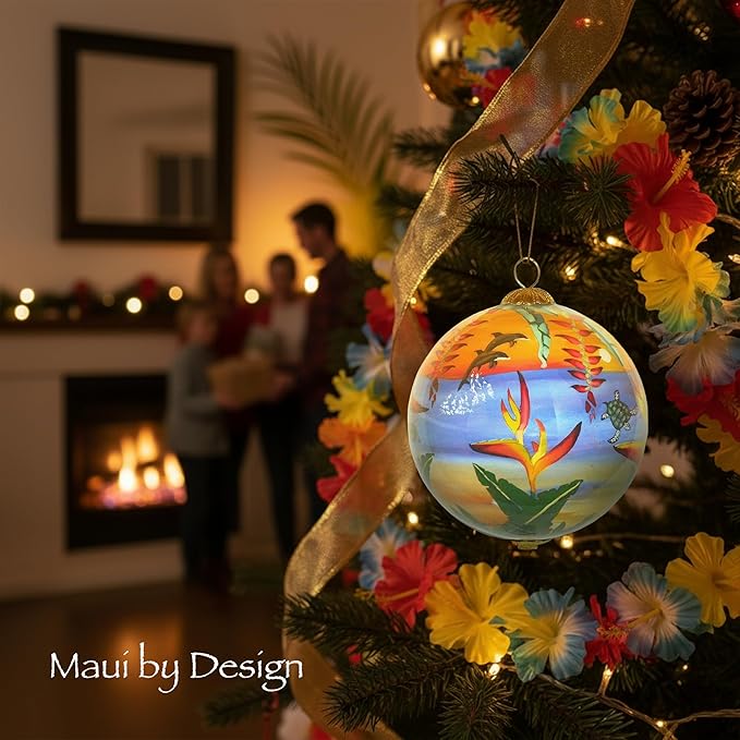 Collectible Hand Painted Hawaii Sunset Ornament Collectible with Gift Box SUH/H