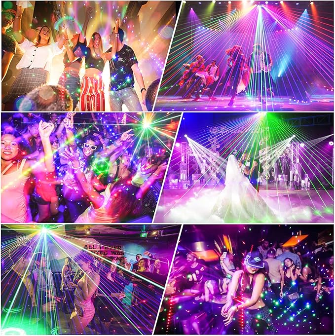 U`King Party Lights DJ Disco Light,9 Lens Stage Lighting Support DMX512 and Sound Activated with Remote Control Laser Lights for Parties Birthday Wedding Karaoke Bar KTV Club Stage Live Show(4 PCS)