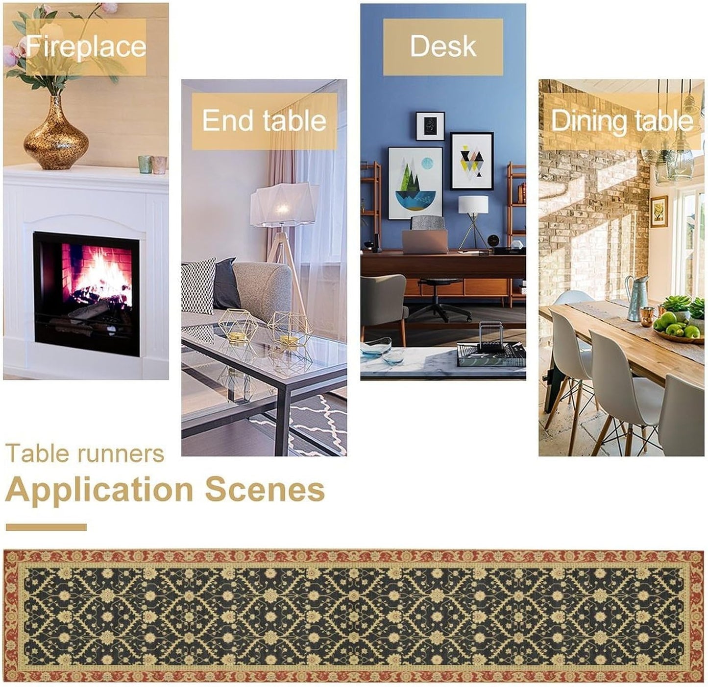 Vintage Morris Floral Table Runner, Boho Rustic Farmhouse Flower Pattern for Home Kitchen Table Decor Dining Coffee Room Party Decor 13x120in