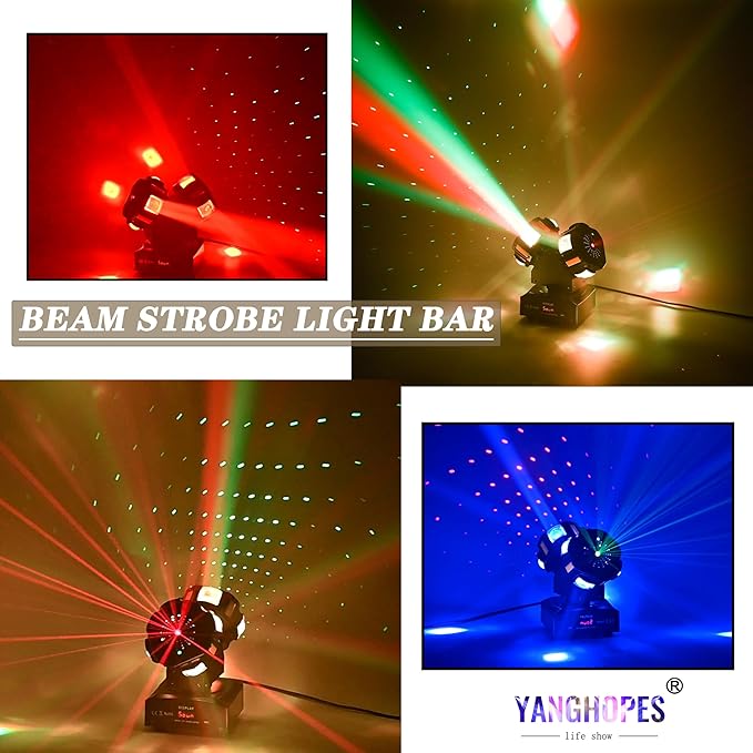 8LED Moving Head DJ Light Stage Led Lighting Pinspot Lights Uplighting Rotating Beam Lights for Events Sound Activated Light for DJ KTV Disco Party Wedding Concert Festival