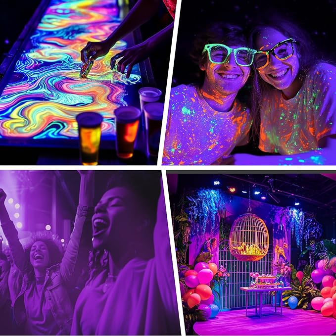 2 Pack 120W LED Black Lights, IP66 Waterproof Blacklight Flood Lights with Plug & Switch, UV Lighting for Halloween Party, Glow in The Dark, Body Paint, Stage & Neon Glow Deco