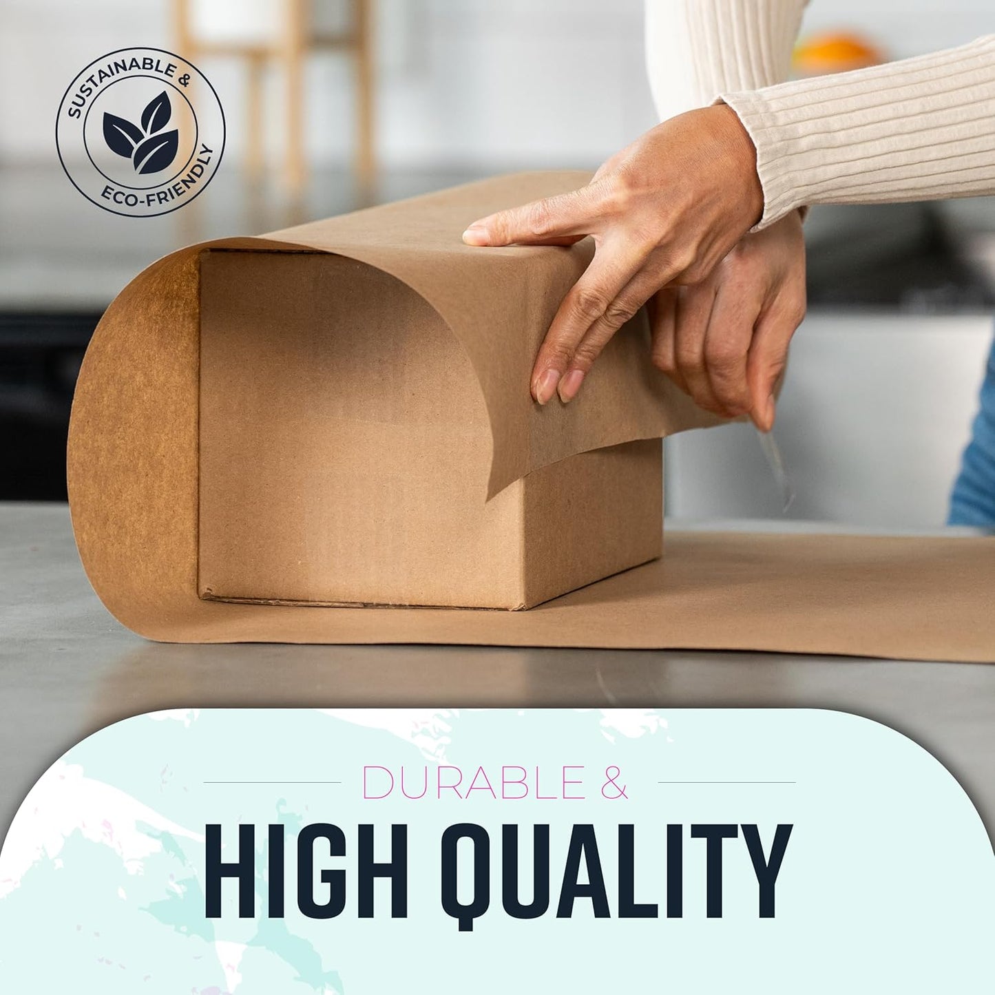 Large Brown Kraft Paper Roll - 36" x 2400" (200’) - Made in USA - Ideal for Gift Wrapping, Packing, Moving, Postal, Shipping, Parcel, Wall Art, Crafts, Bulletin Boards, Floor Cover or Table Runner