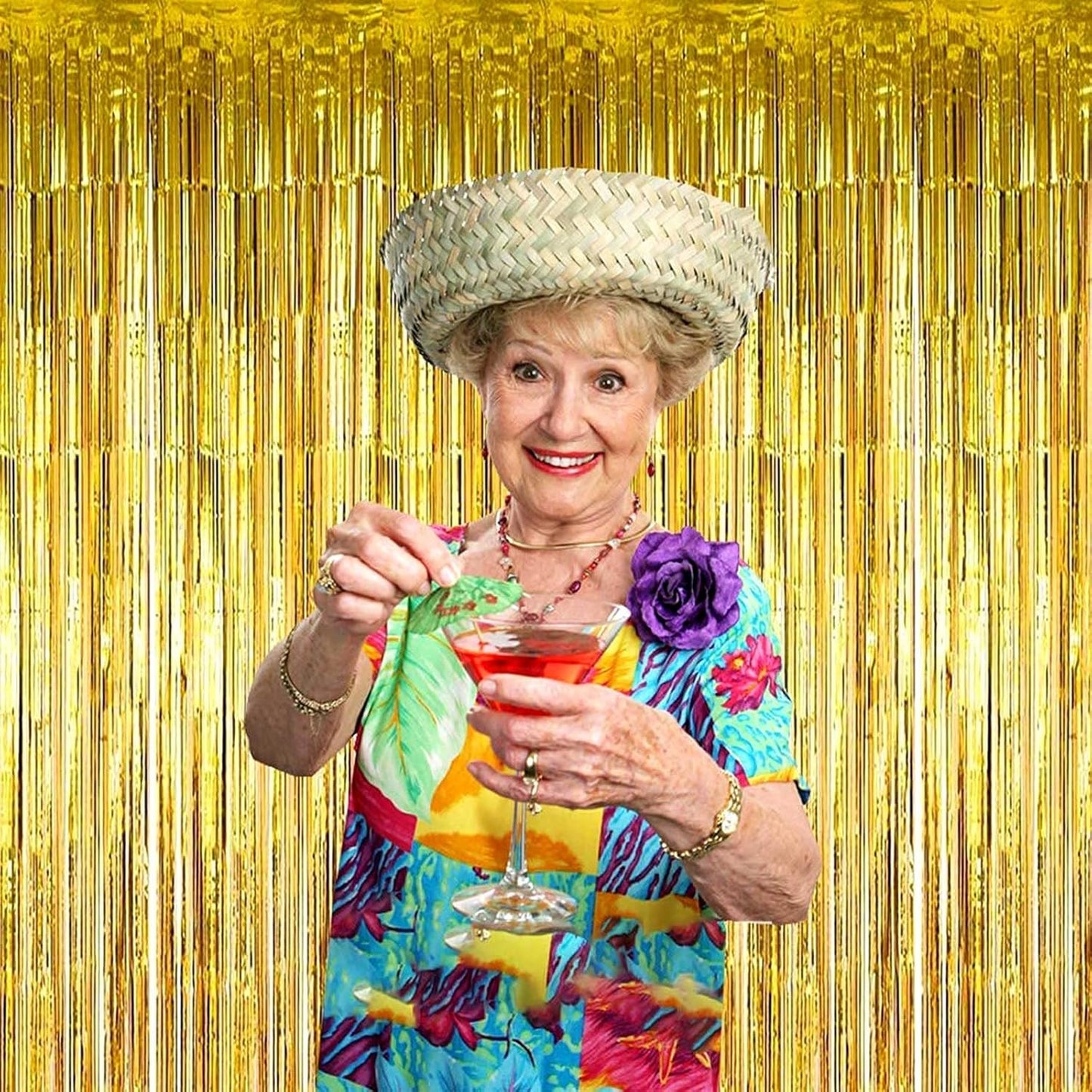 4 Pack Gold Foil Fringe Curtain Backdrop, 3.28Ft x 8.2Ft Metallic Tinsel Foil Fringe Streamer Curtains for Photo Booth Props Decor Party Supplies