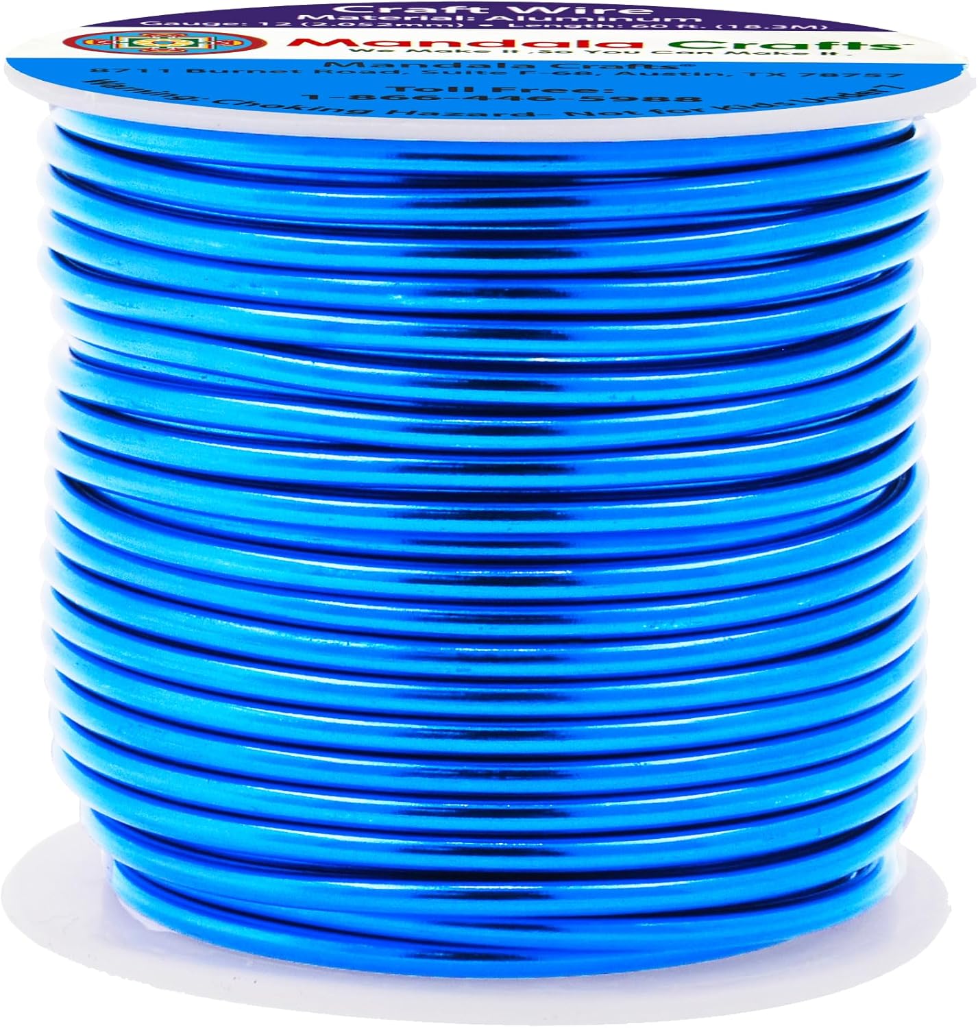 Mandala Crafts 12 Gauge Anodized Aluminum Craft Wire for Jewelry Making - 60 FT Colored Flexible Bondi Blue Wire - Bendable for Bonsai Armature Crafting Sculpting
