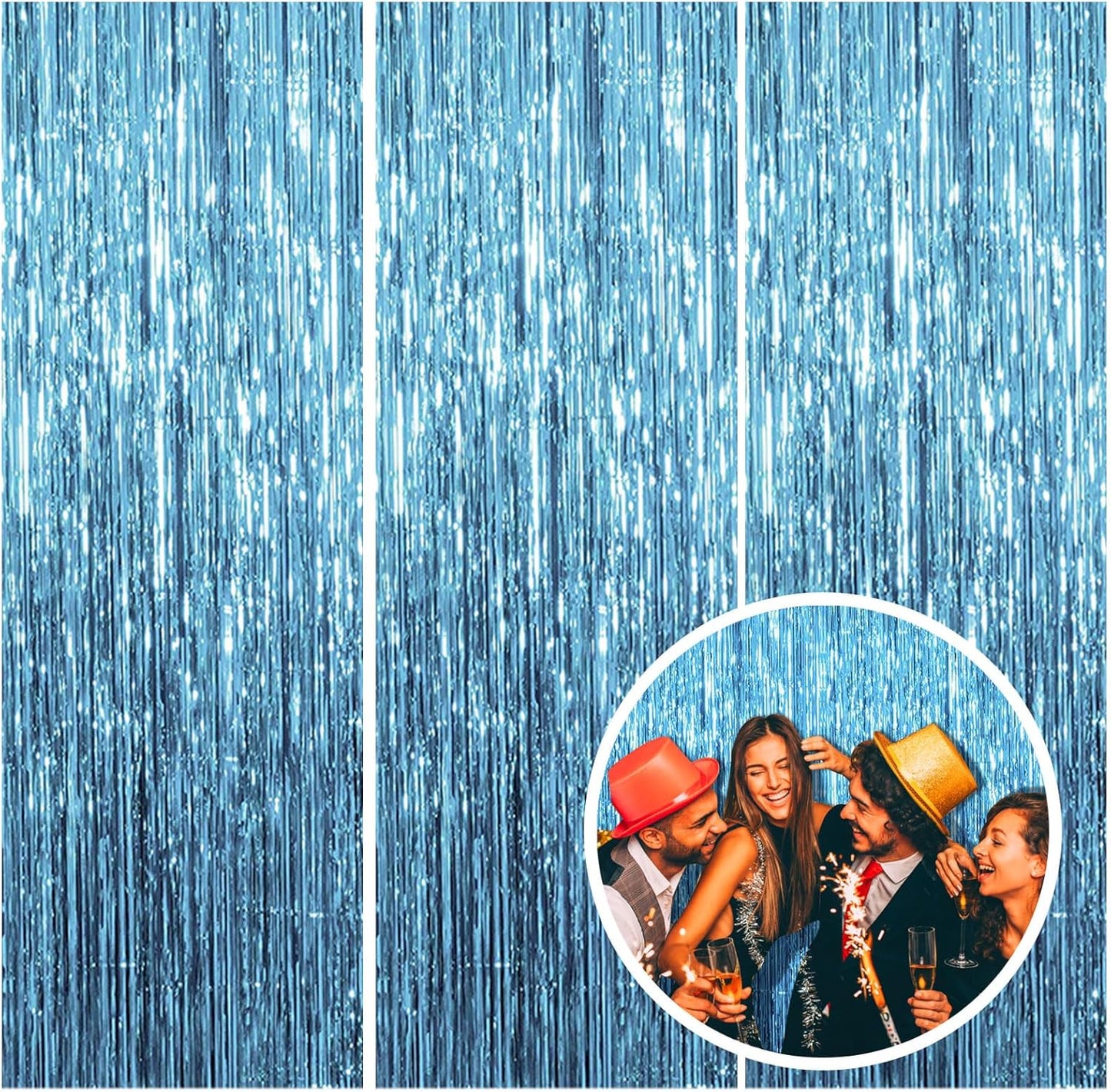 3 Pack Blue Backdrop Party Streamers Ocean Themed Decor Birthday Party Decorations Foil Fringe Backdrop Curtain Graduation Baby Shower Bachelorette Winter Holiday Party Decorations Supplies