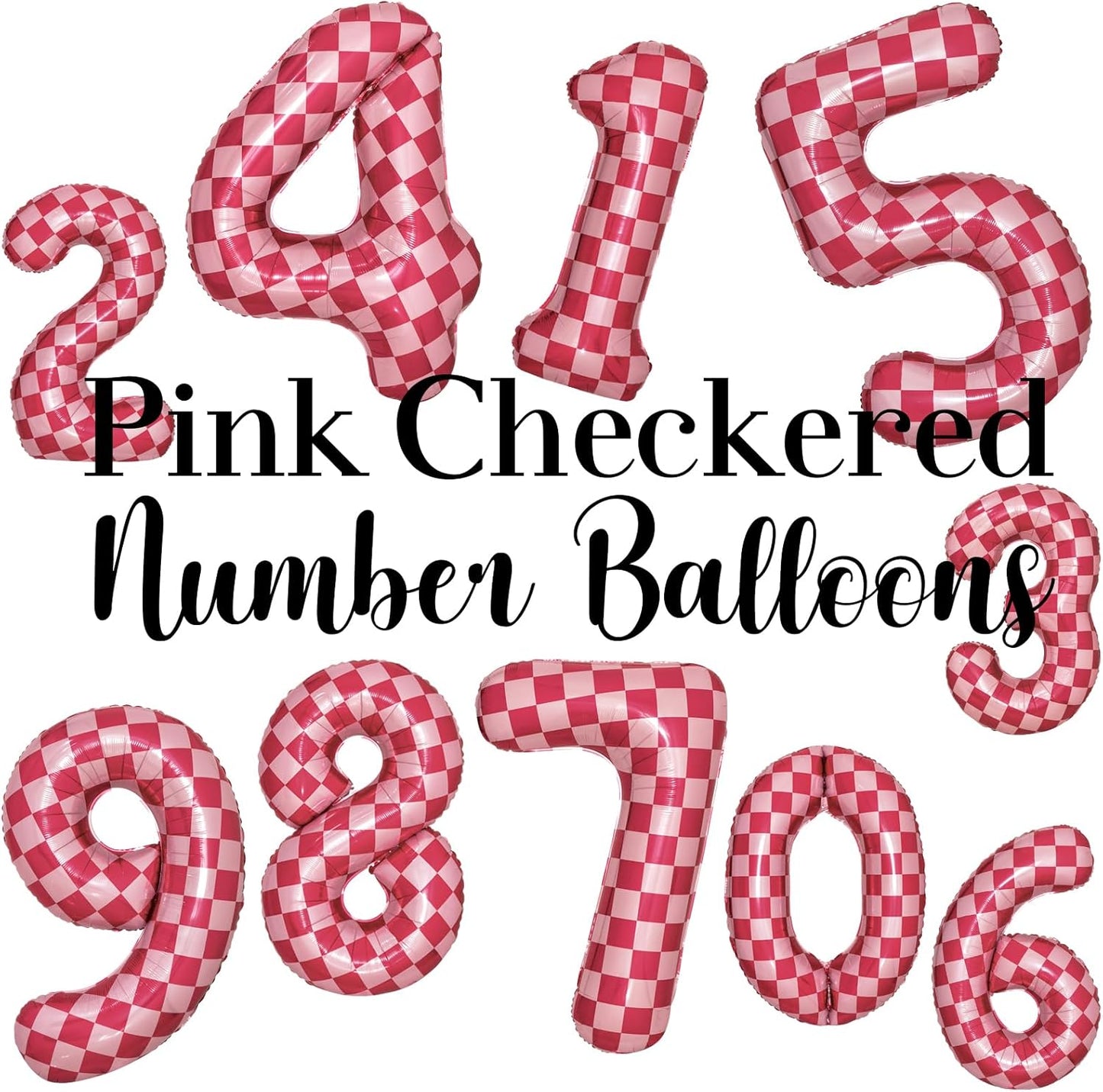 40 Inch Pink Checkered 1 Balloon Large Hot Pink Number Balloons for Girls 1st Birthday Decorations Pink Number 1 Balloon