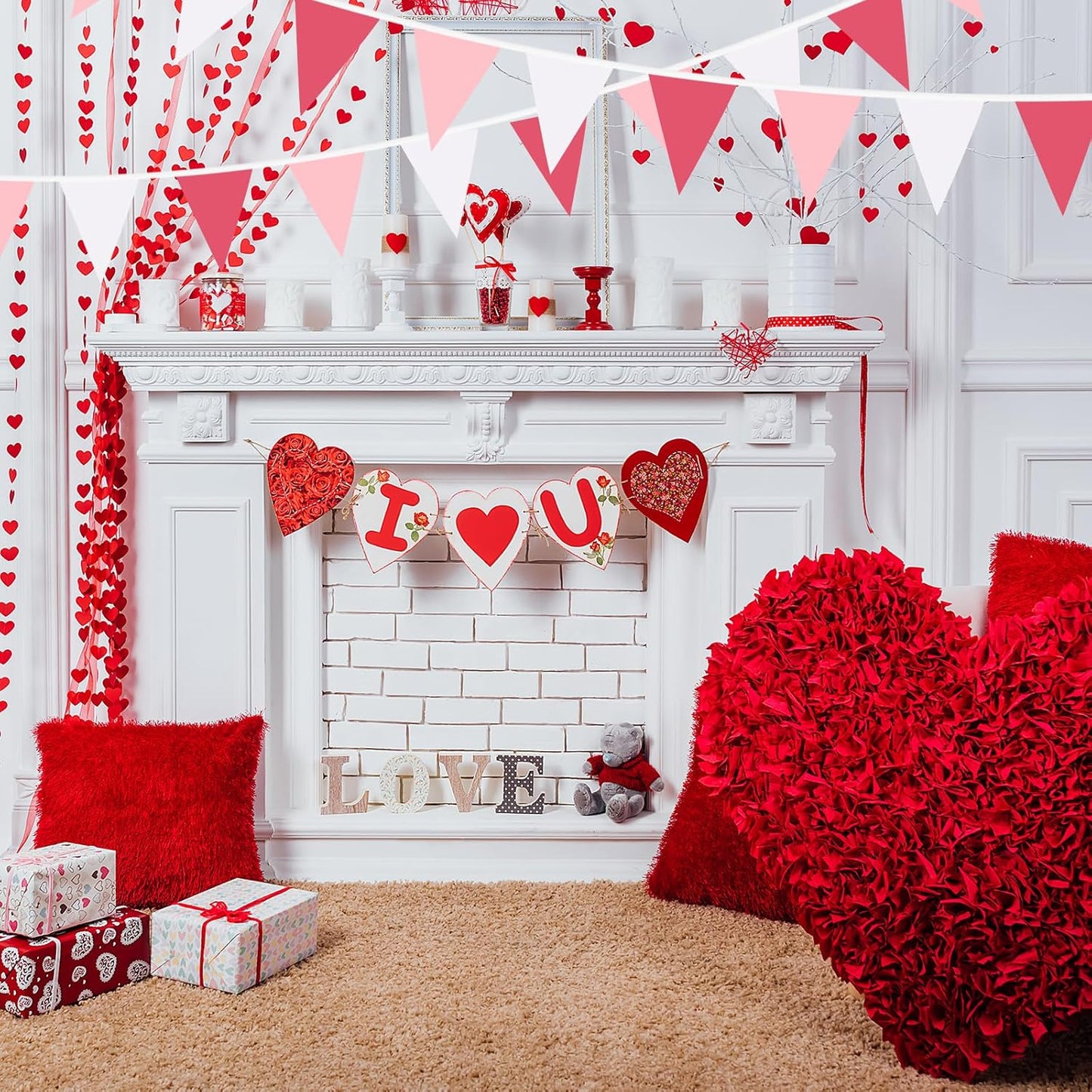 Pink Pennant Banner Triangle Flag Bunting Garland for Wedding Birthday Baby Shower Graduation Decoration 33 Feet 30 Pieces