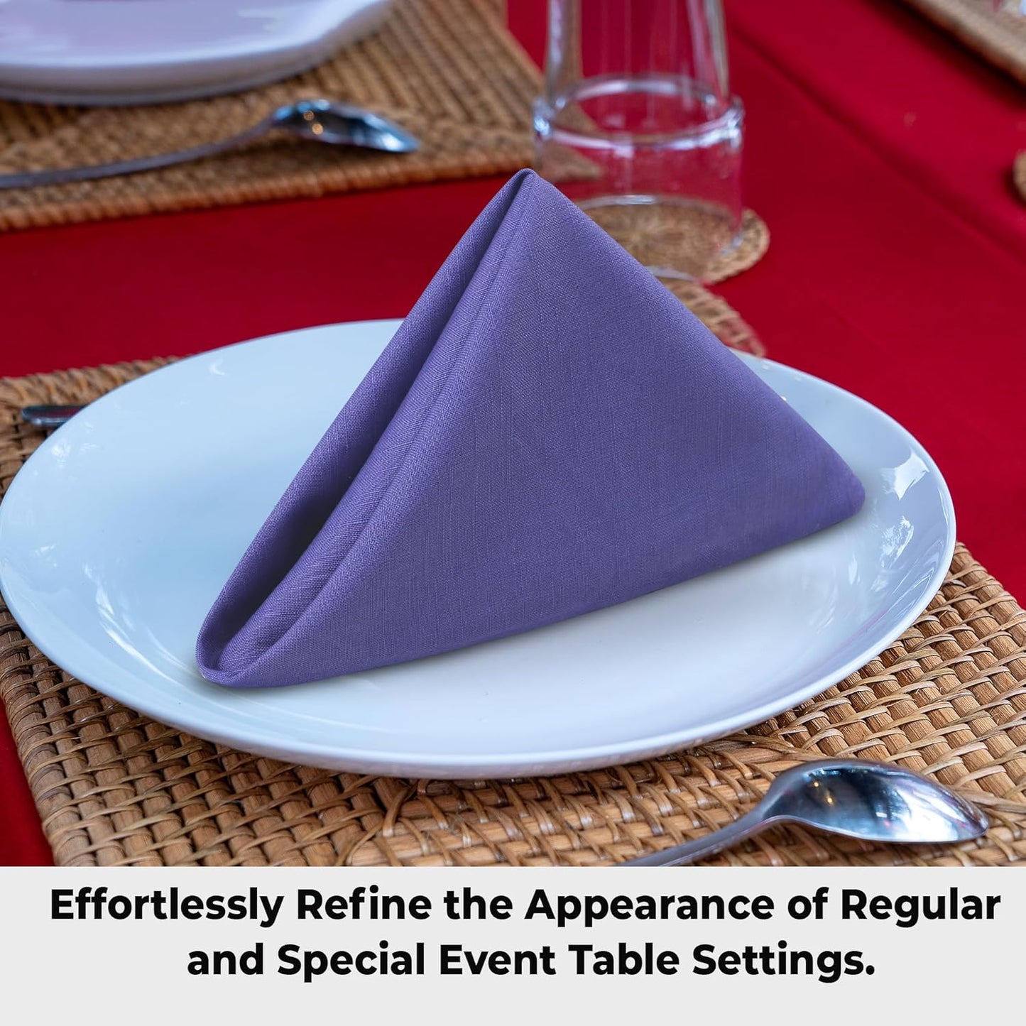 Urban Villa Easter Dinner Napkins Solid Lilac Color Cloth Napkins (Set of 12) Oversized 20x20 Inches 100% Cotton Slub Premium Quality Soft Durable Mitered Corners Reusable Washable Everyday Use