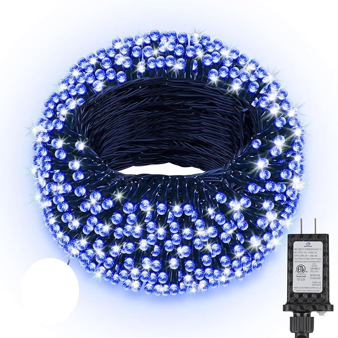 Extra Long 264Ft 800 LED Christmas Lights with Timer, Green Wire Fairy Starry String Lights Plug in, 8 Modes and Memory, forIndoor Outdoor Xmas Tree Wedding Party Decoration,Blue