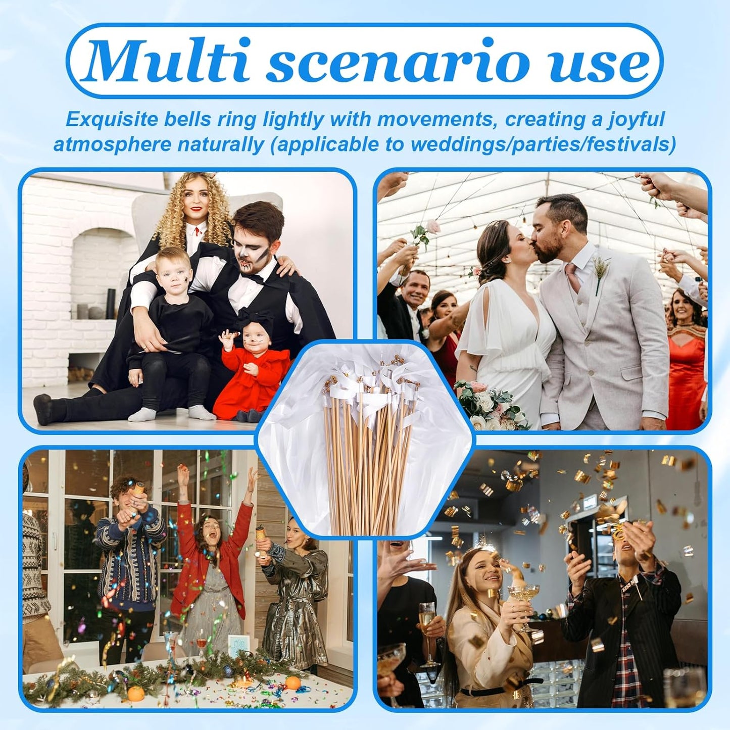 100 Pcs White Lace Ribbon Wedding Wands, Wedding Send Off Ribbon Streamers Party Streamer with Bells Silk Streamers for Party, Holiday, Bridal Shower, Anniversary Activities