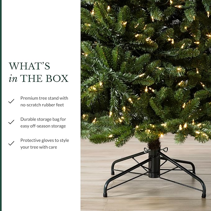 Balsam Hill 6.5ft Unlit Classic Blue Spruce - Artificial Christmas Tree with 2,144+ Tips, Premium Stand & Easy Assembly for Indoor Holiday Decorating