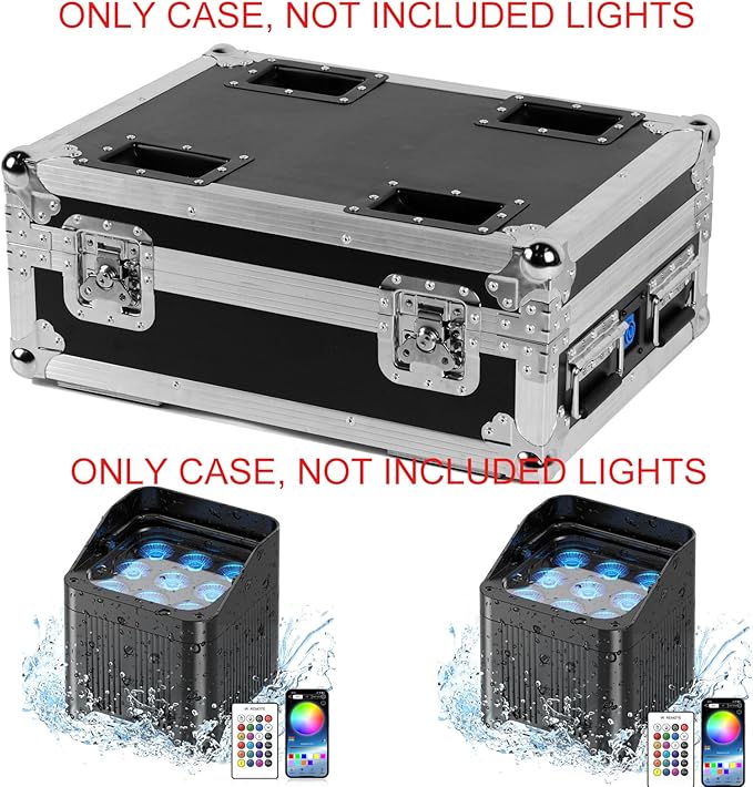 Battery Powered Stage Par Lights, 9X18W RGBW+UV, Remote DMX Control, for Church, DJ, Wedding (Case)