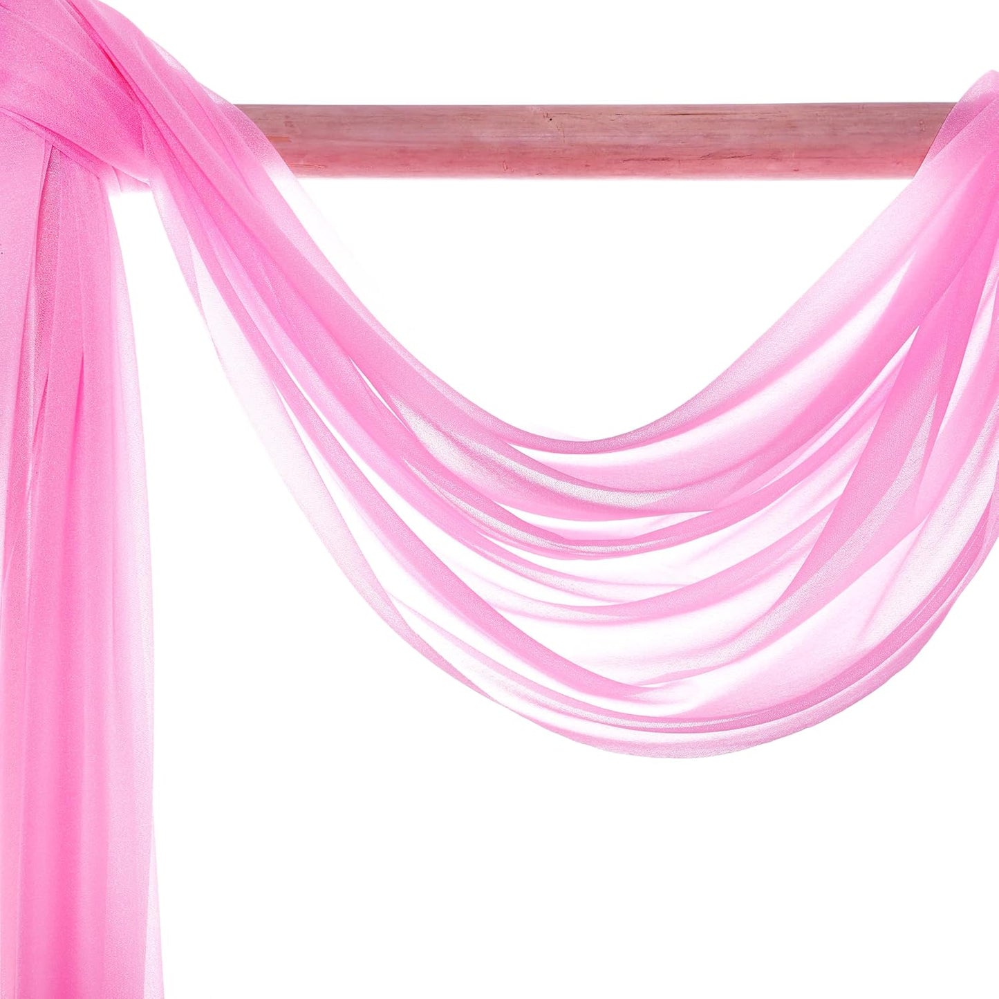 VDS Pack of 2 Panel (30 Inch X 40 Feet) Wedding Arch Draping Fabric Sheer Chiffon Fabric Drapery for Wedding Ceremony Reception Swag Backdrop Canopy Chuppah ARBO Altars Decoration (Bubblegum)
