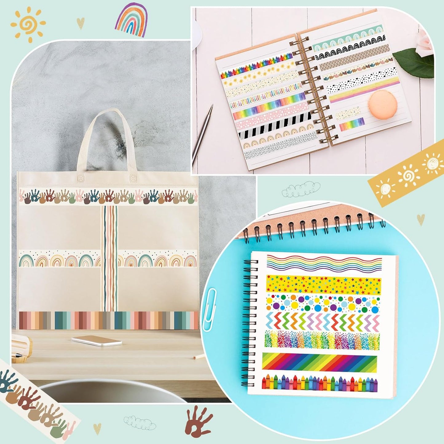 TaoBary 33 Rolls Holiday Plaid Washi Tape, 15 mm Seasonal Washi Tape Set Bohemian Colorful Vintage Cute for Card Wrapping Craft(Rainbow Style)