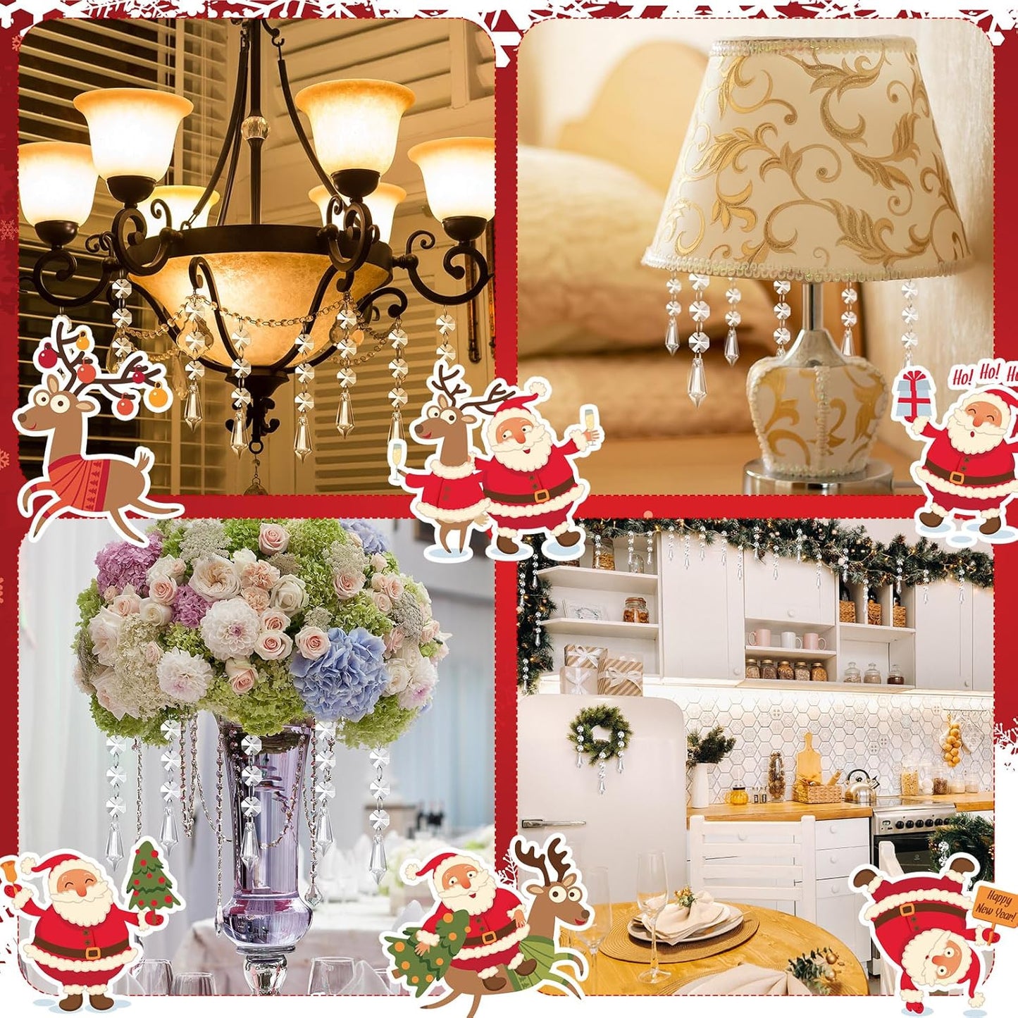 Nuenen 100 Pcs Hanging Crystals for Centerpieces Acrylic Chandelier Garland Beads Strands Prism Decorations Clear Teardrop Chandelier Crystals Pendant Wedding Home Garden Outdoor Ornaments(Icicle)