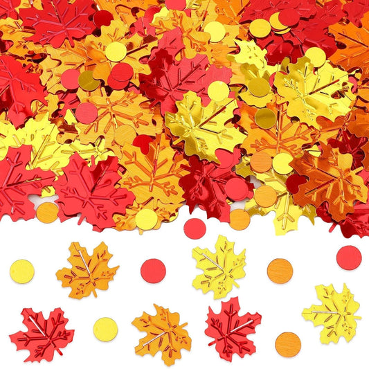 MARFOREVER Maple Leaf Fall Confetti, Thanksgiving Metallic Foil Confetti Autumn Leaves Sequins Sprinkles Table Scatter Centerpiece for Fall Thanksgiving Party Supplies Decorations