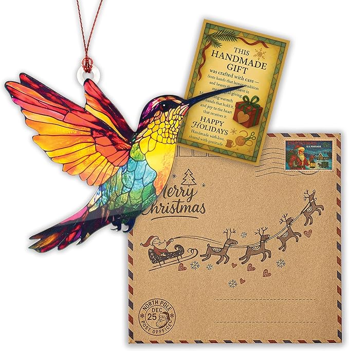 Christmas Ornaments - Hummingbird Christmas Ornament - Hummingbird Gifts for Women - Bird Ornaments for Christmas Tree - Hanging Decor for Xmas Tree - Christmas Ornament 2025 - Gift Exchange