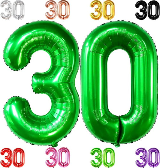 KatchOn, Dark Green 30 Balloon Numbers - 40 Inch | Dark Green 30 Balloons, Dark Green 30th Birthday Balloons, 30th Birthday Decorations For Her | Number 30 anniversary decorations