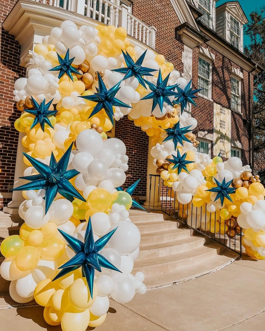 3pcs 26inch 3D Explosion Star foil balloon, Blue Foil Cone Star burst Balloons for Birthday Wedding New Year Party Event