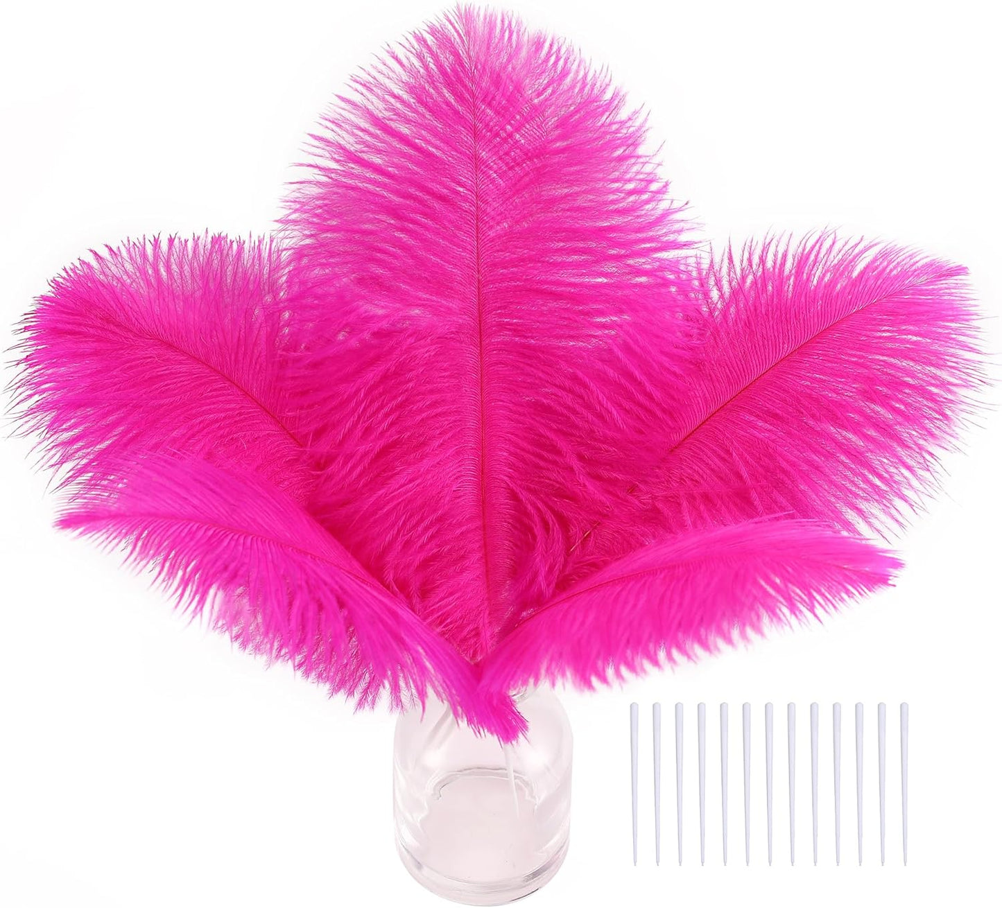 SOGUGOM Fuchisa Craft Ostrich Feathers - 30PCS 6-8 inch Bulk Ostrich Feathers Kit for Centerpieces, Dream Catchers, Hats and DIY Projects(Fuchisa)
