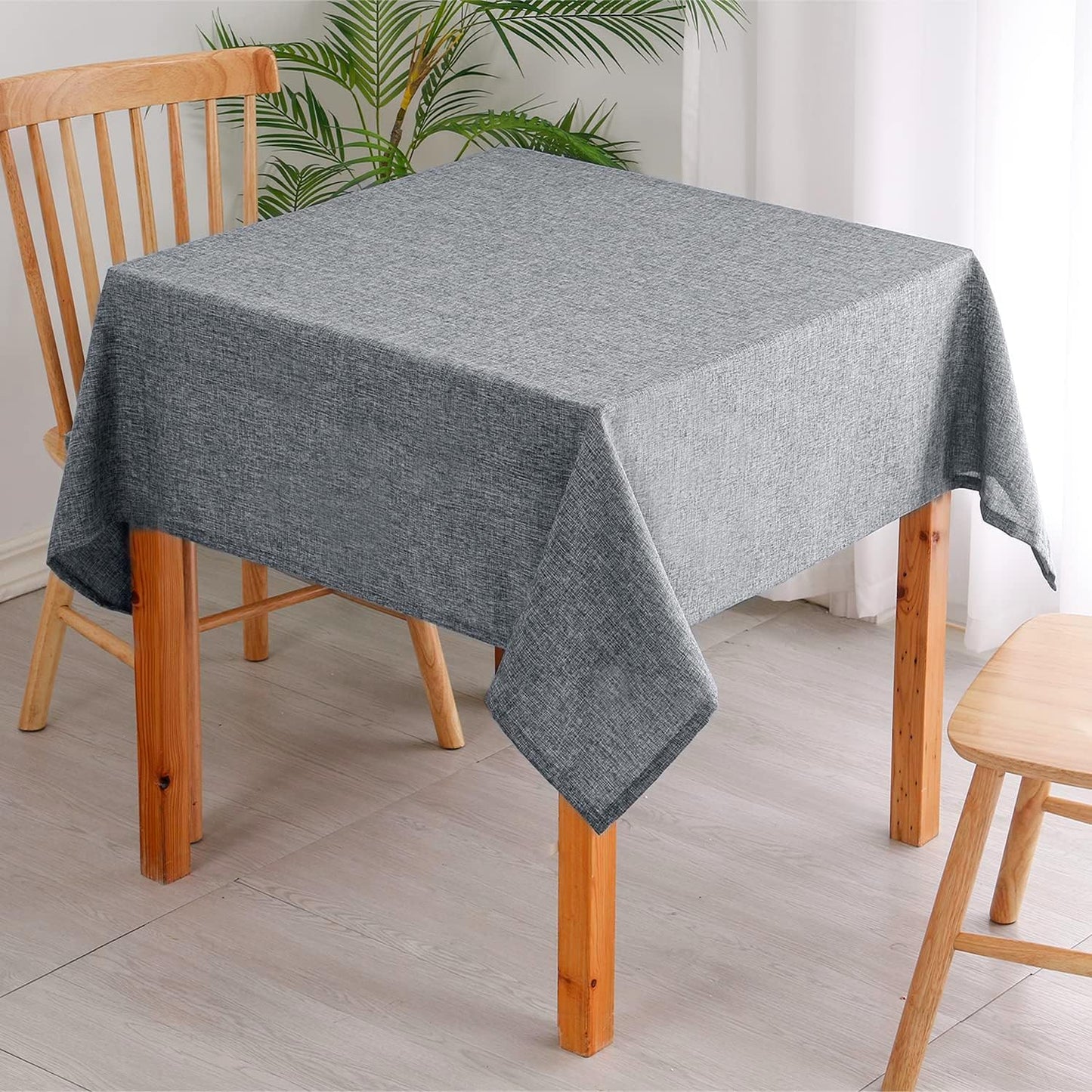 Hiasan Faux Linen Rectangle Tablecloth - Wrinkle and Stain Resistant Washable Table Cloth for Kitchen Dining Room Holiday Table Cover for Party Dinner, Grey, 54 x 108 Inch