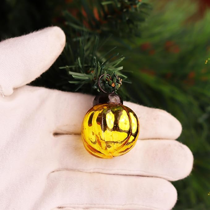 75 Pieces Glass Gold Christmas Ornaments Decorative Mercury Mini Vintage Bulk Hanging Ornaments for Halloween, Christmas Tree, New Year, Valentine Day, Holidays, Event and Wedding Party Decor