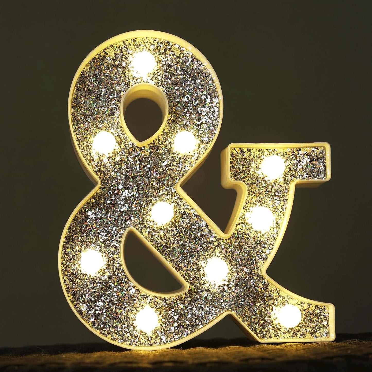 Marquee Light Letters for Table Decorations, Glitter Light Up Signs for Prom, Events, Engagement Party Decor, Alphabet & Number Lighted Letters, Symbol