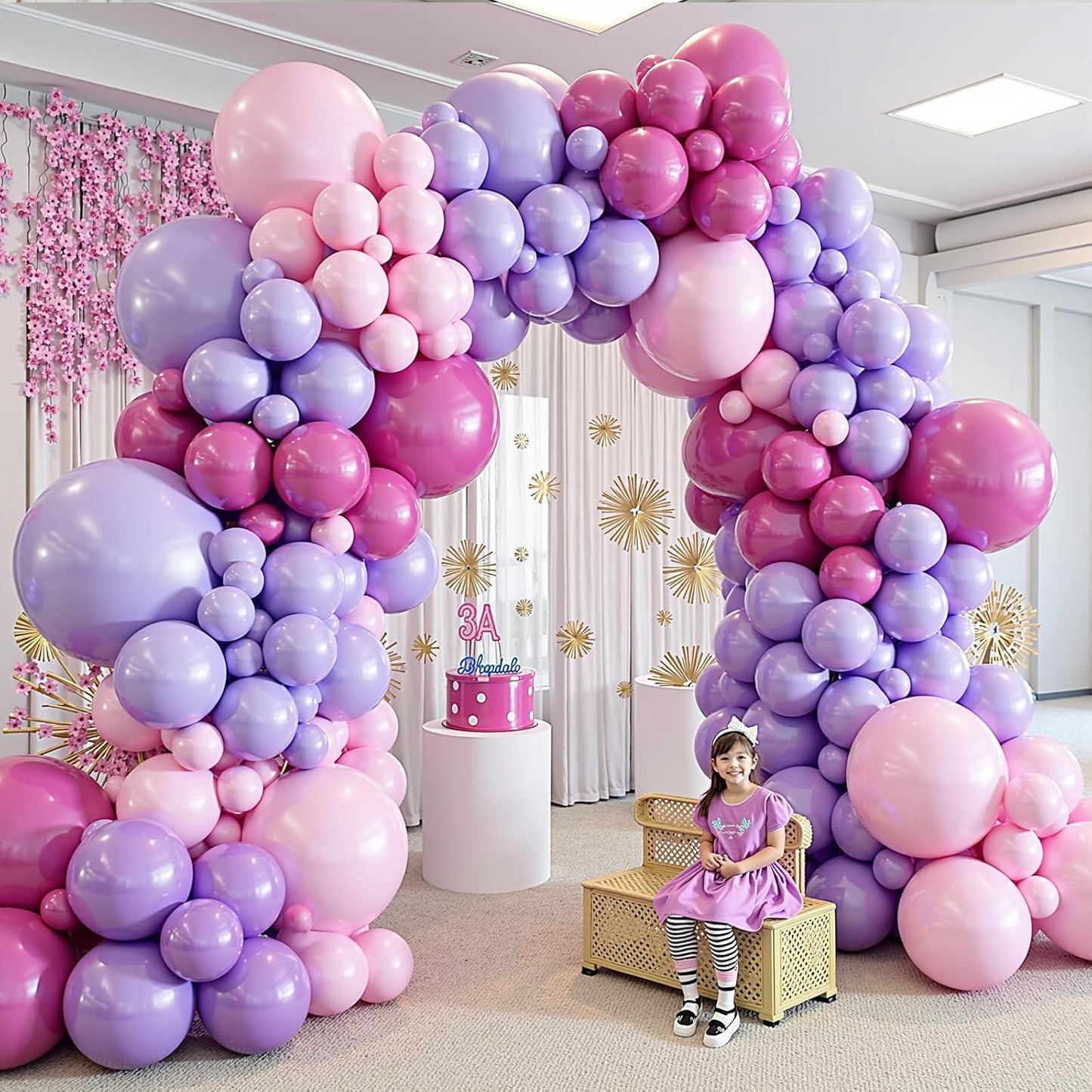 412pcs Pink and Purple Balloons, Different Sizes 18 12 10 5 Inch Pink and Purple Balloons Garland Arch Kit for Girls Women Birthday Baby Shower Wedding Party Decorations